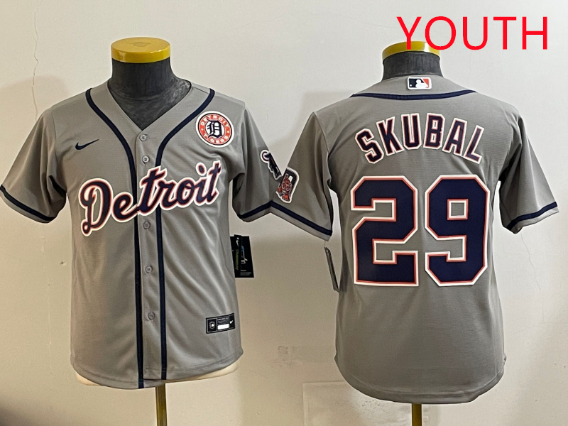 Youth 2025 Detroit Tigers #29 Skubal grey Nike MLB jersey style 9